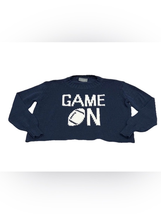 Wooden Ships Sweaters - Wooden Ships GAME ON Sweater XS Navy Football Fan Gear Sporty Knitted Cropped